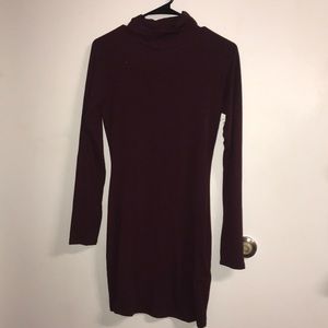 Maroon turtleneck dress